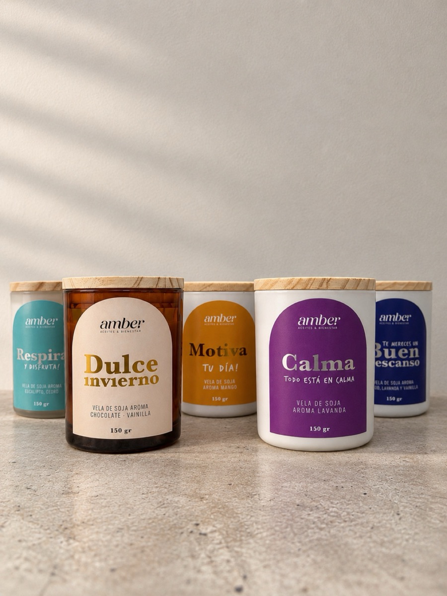 Colección de velas Amber de distintos aromas