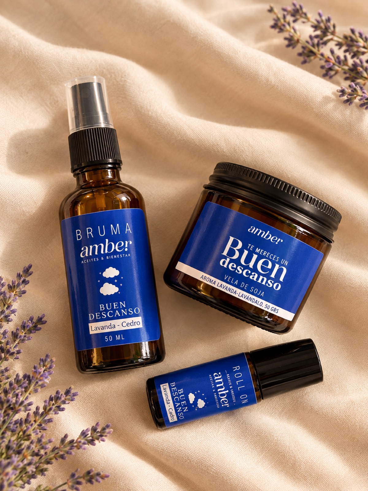 Kit Amber de bruma, vela y roll-on de bienestar